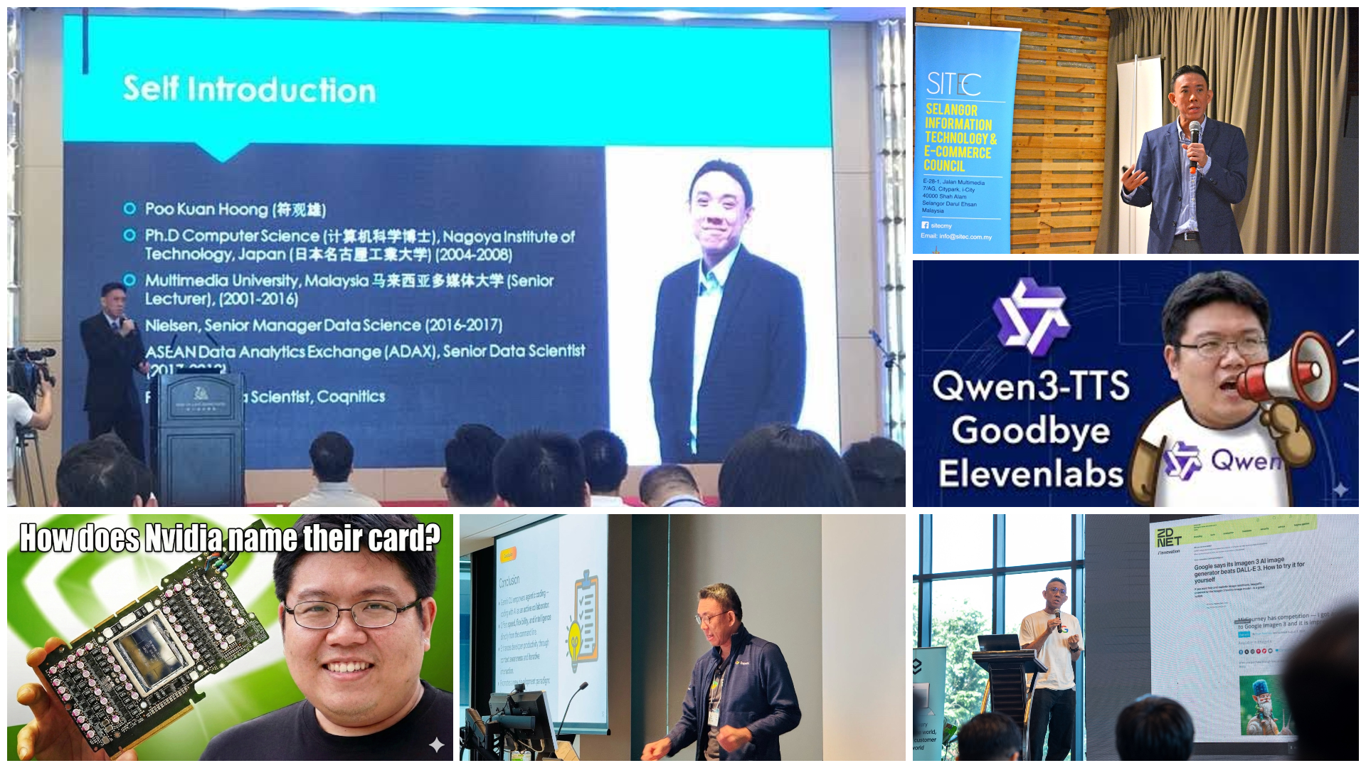 Dr Poo Kuan Hoong speaking at AI conferences and training workshops across Malaysia