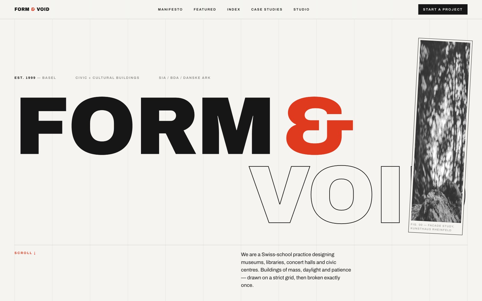 Form & Void — architecture studio website, vibe coded