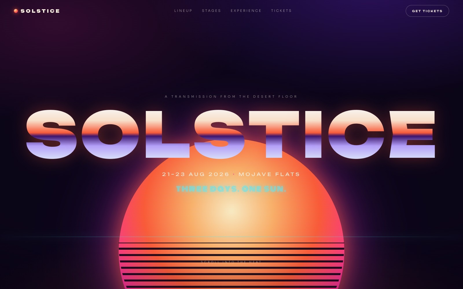 Solstice — music festival website, vibe coded