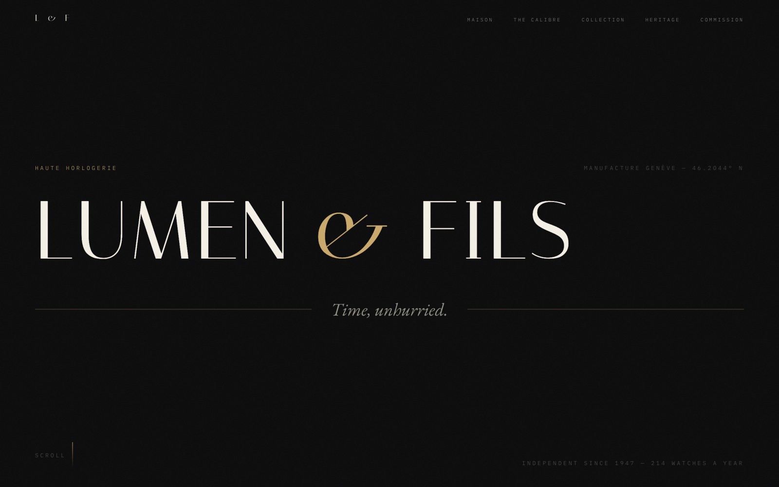 Lumen & Fils — luxury watchmaker website, vibe coded