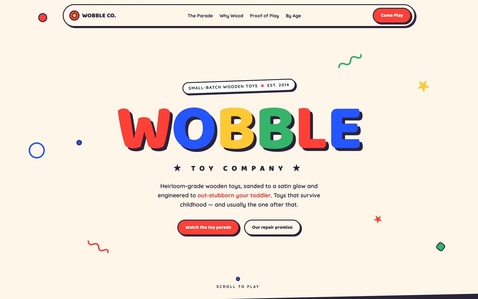 Wobble Co — wooden toys website, vibe coded