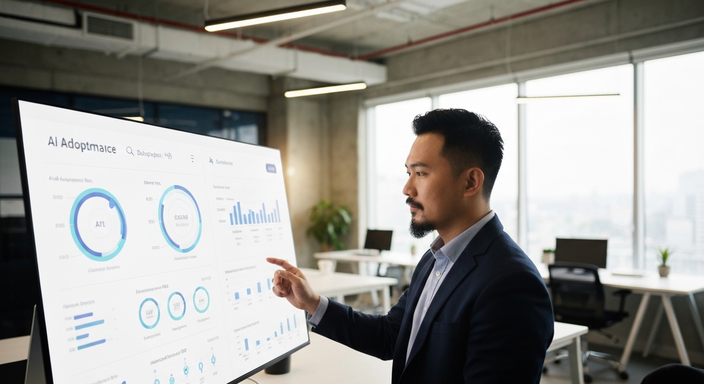 AI adoption metrics dashboard showing team performance