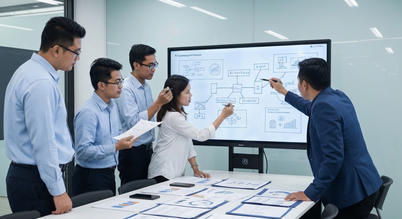 Compliance team reviewing AI security protocols