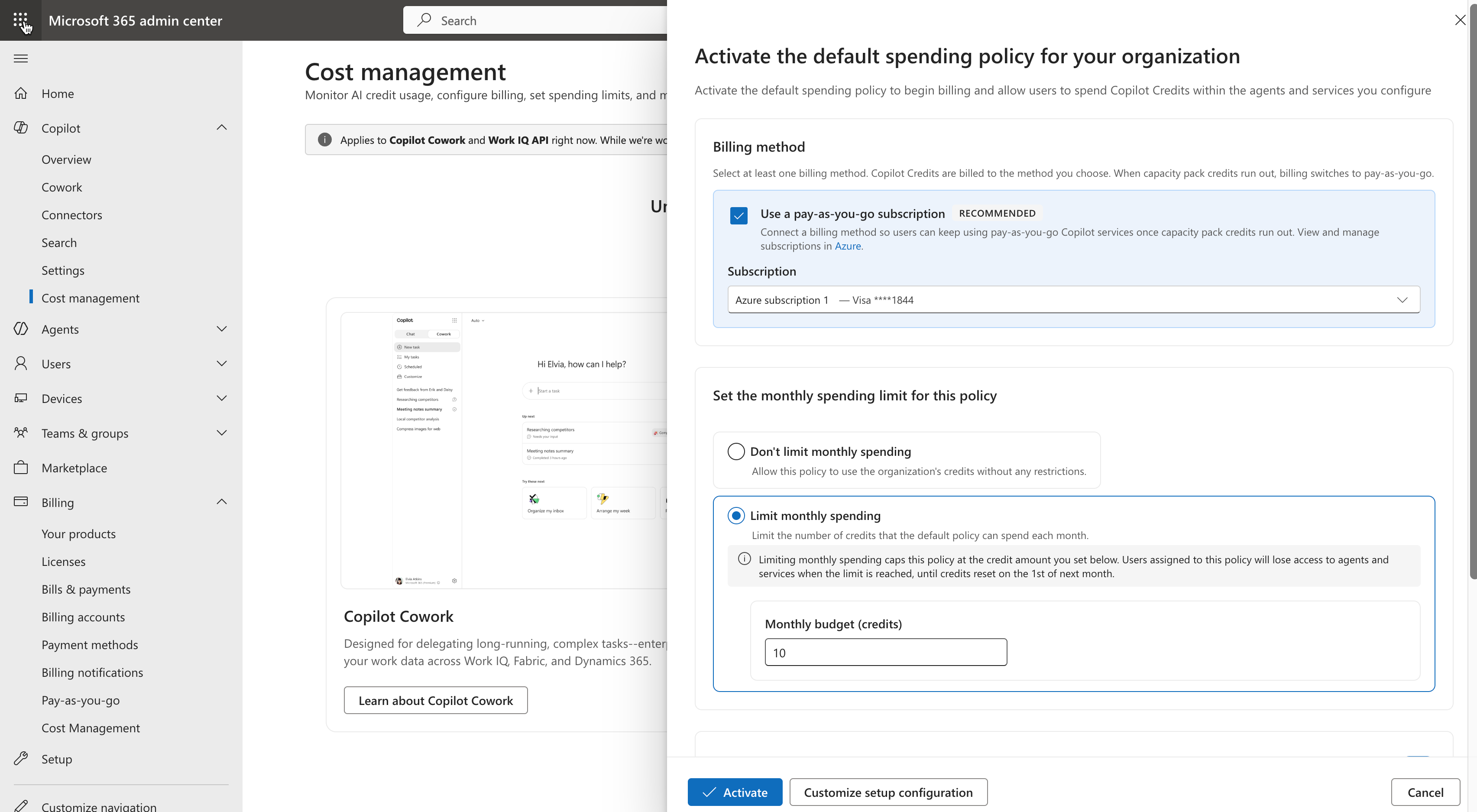 Microsoft 365 Copilot usage and cost management dashboard