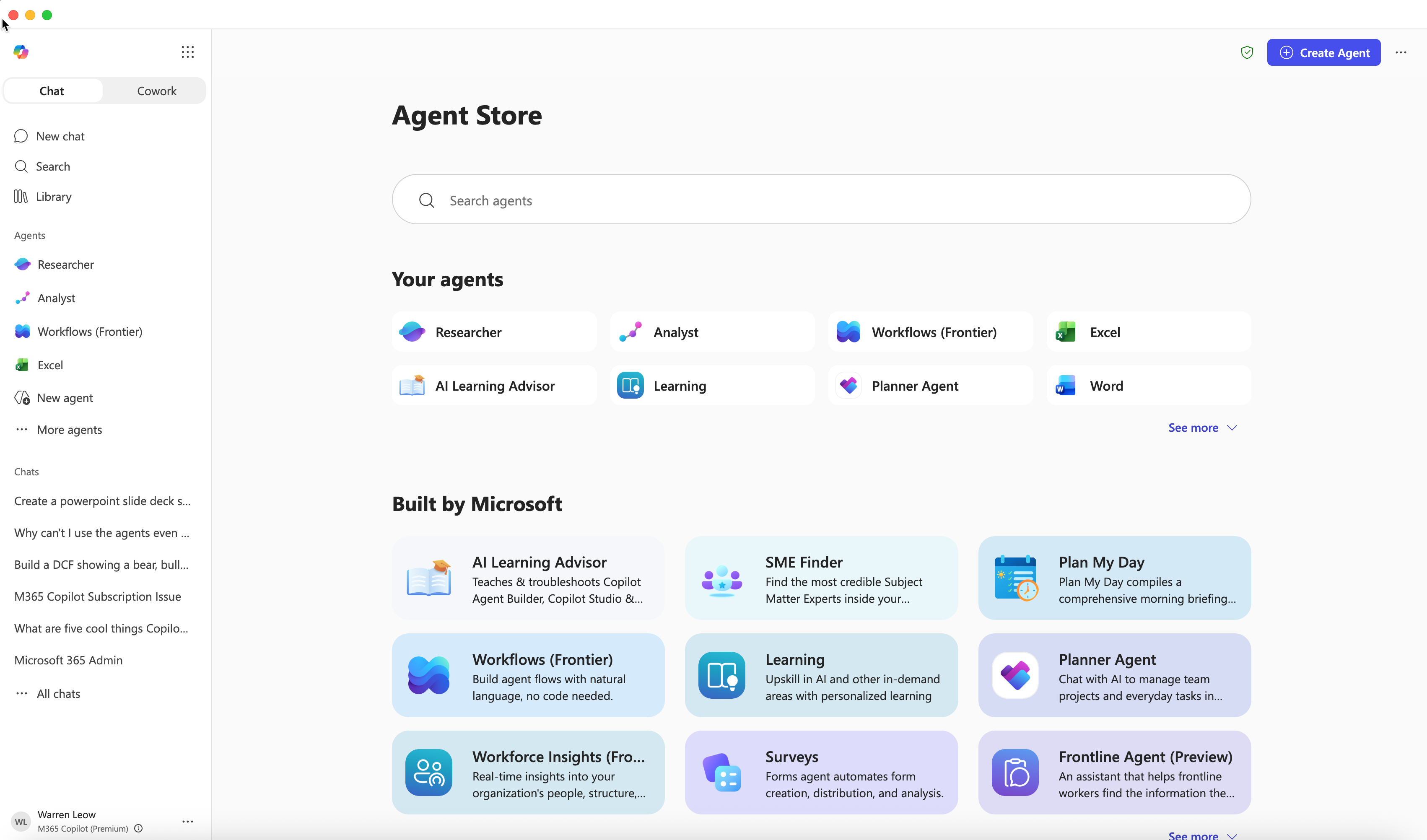 The Microsoft 365 Copilot home screen that licensed staff see