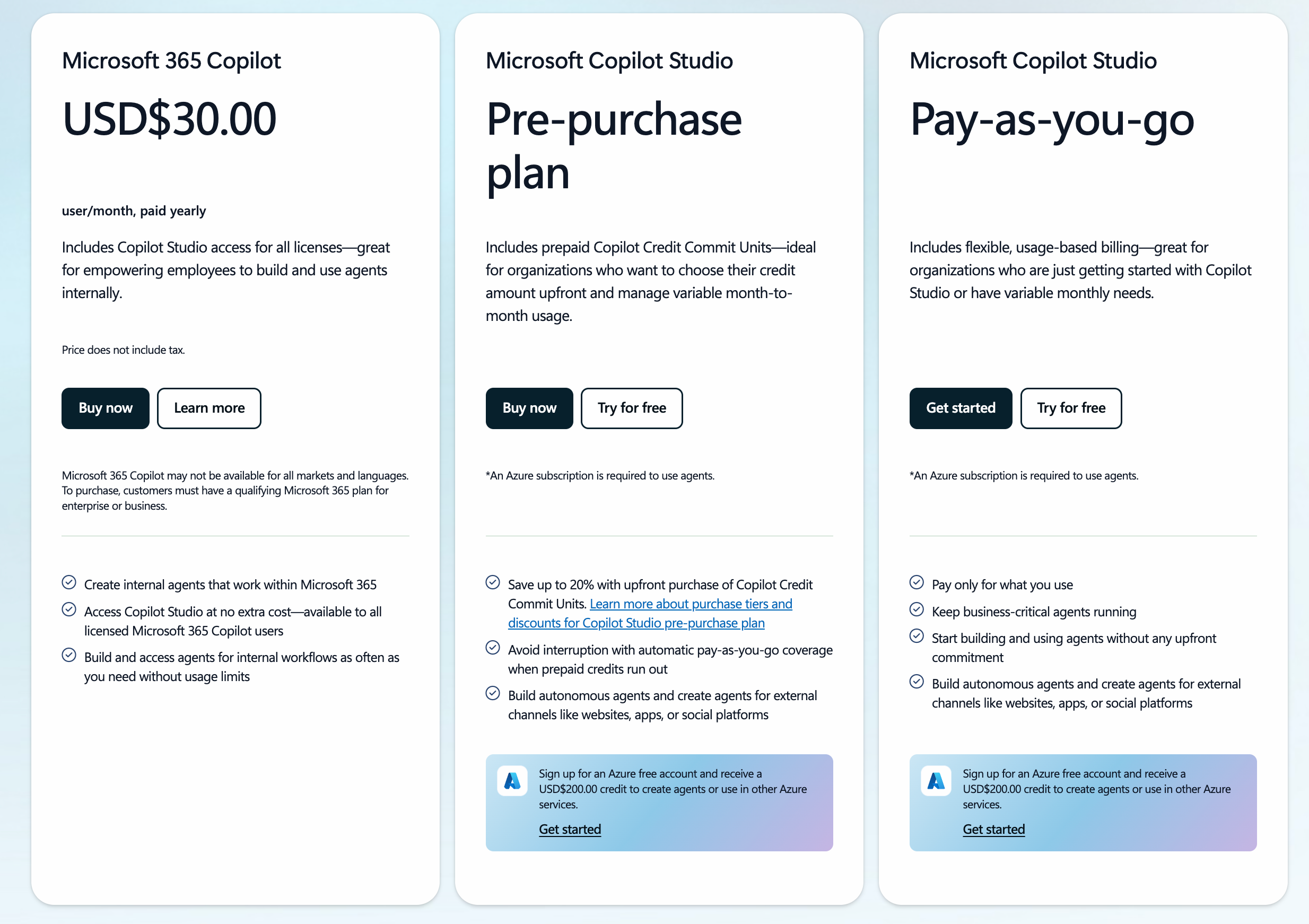Microsoft Copilot Studio pricing and message credits