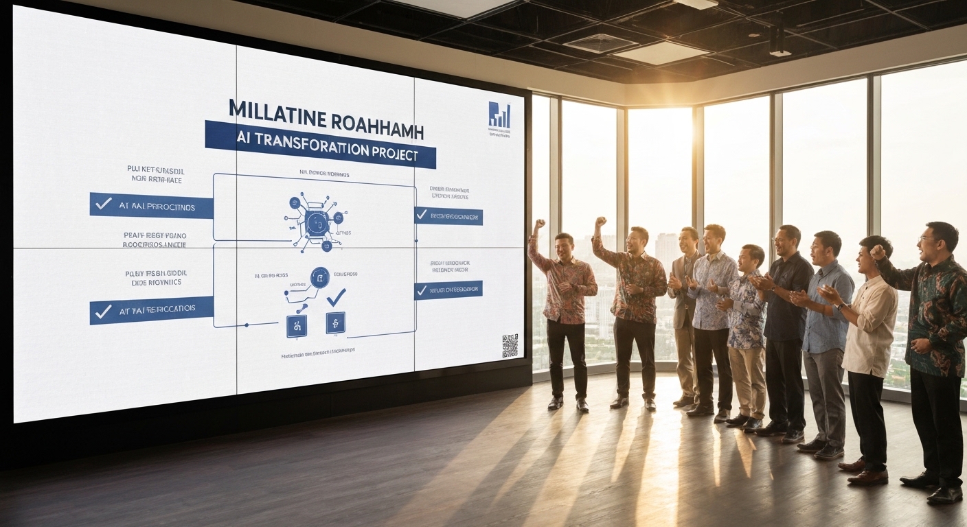AI transformation milestone roadmap with progress indicators