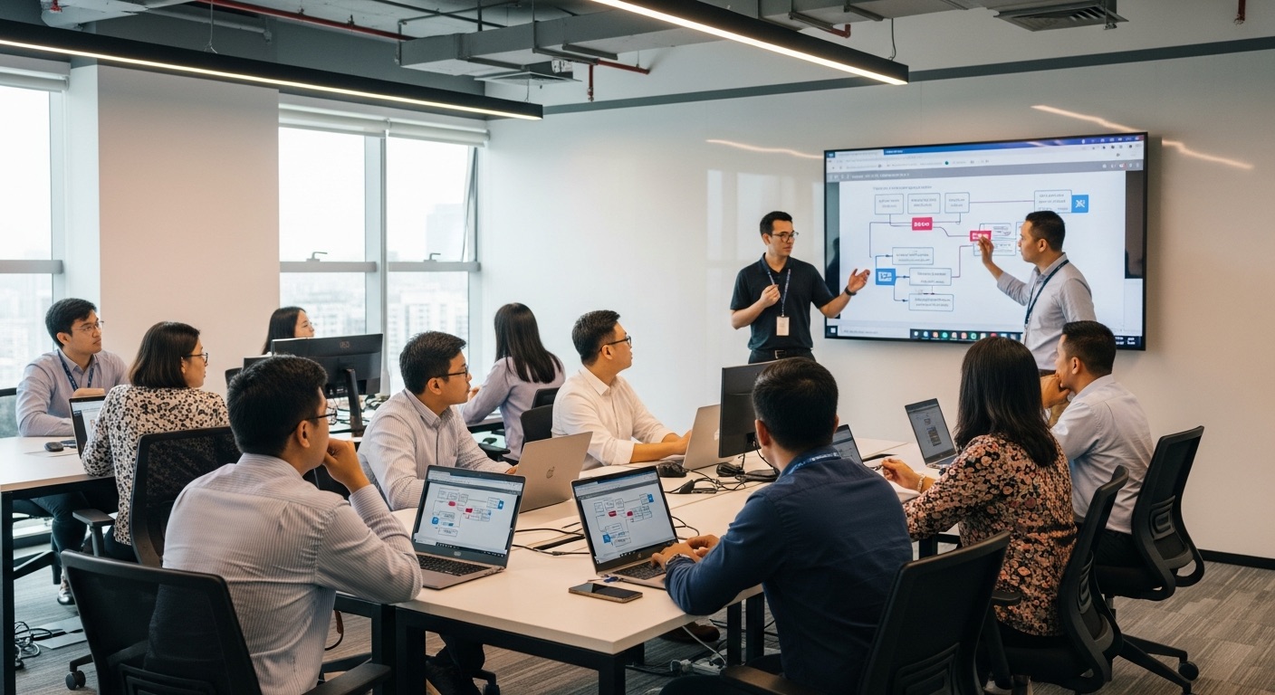 n8n automation training workshop in Kuala Lumpur with Malaysian professionals learning AI workflow automation