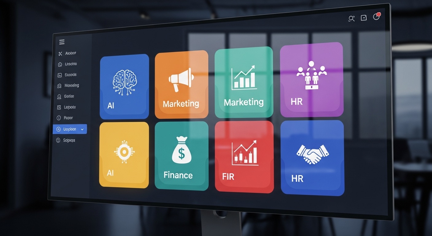 Supern8n workflow template categories including AI, marketing, finance, HR and e-commerce automation