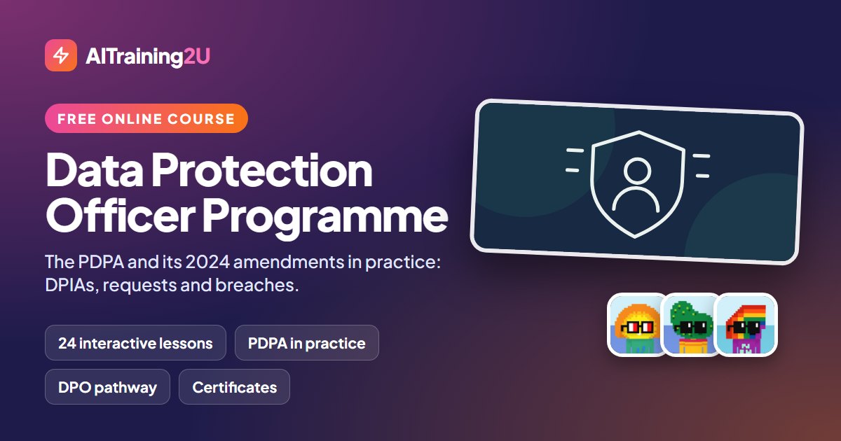 Data Protection Officer Programme: free online course from AITraining2U