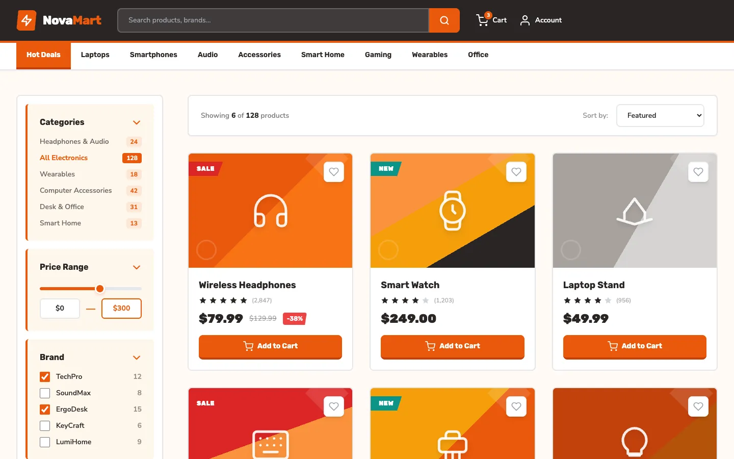 NovaMart e-commerce store