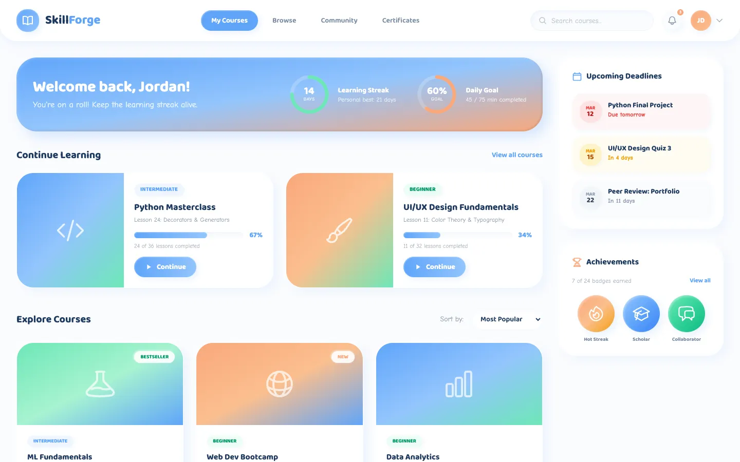 SkillForge learning platform